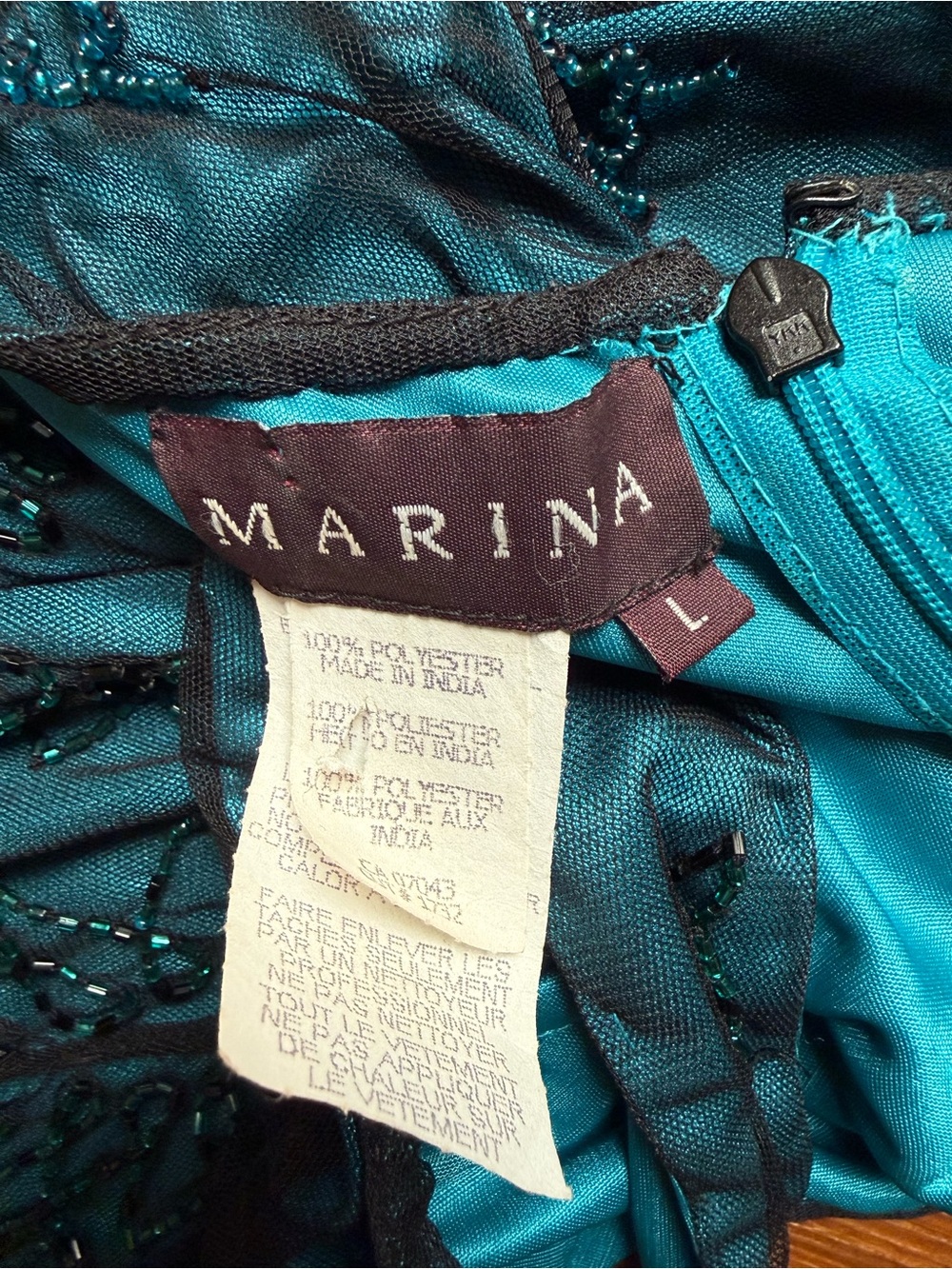 Marina Beaded Silk-Look Evening Tank | Vintage Y2K Teal | Size L - Picture 8 of 9